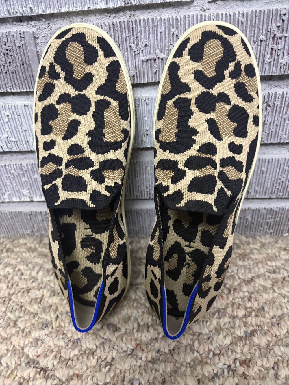 Rothy's Slip-On Leopard Knit Sneakers - Black & Tan